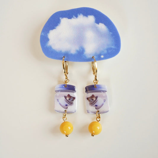 Bottle Cat Earrings