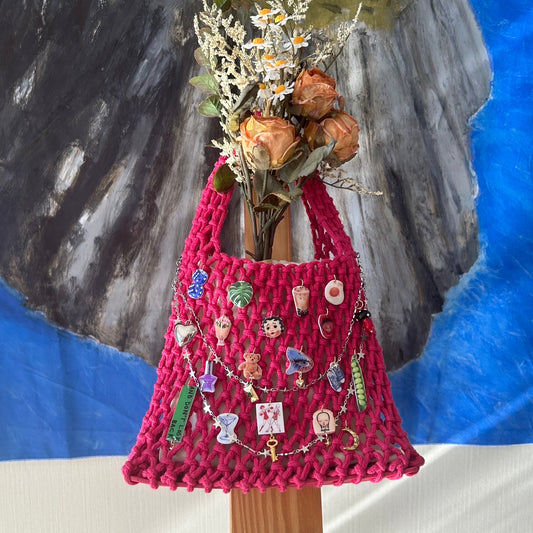 Handcrafted Collage Charm Bag