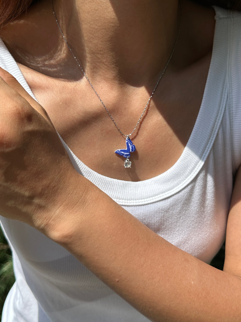 Blue Butterfly Necklace