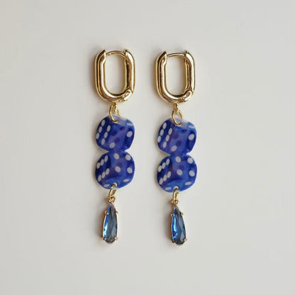 Blue Dice Earrings