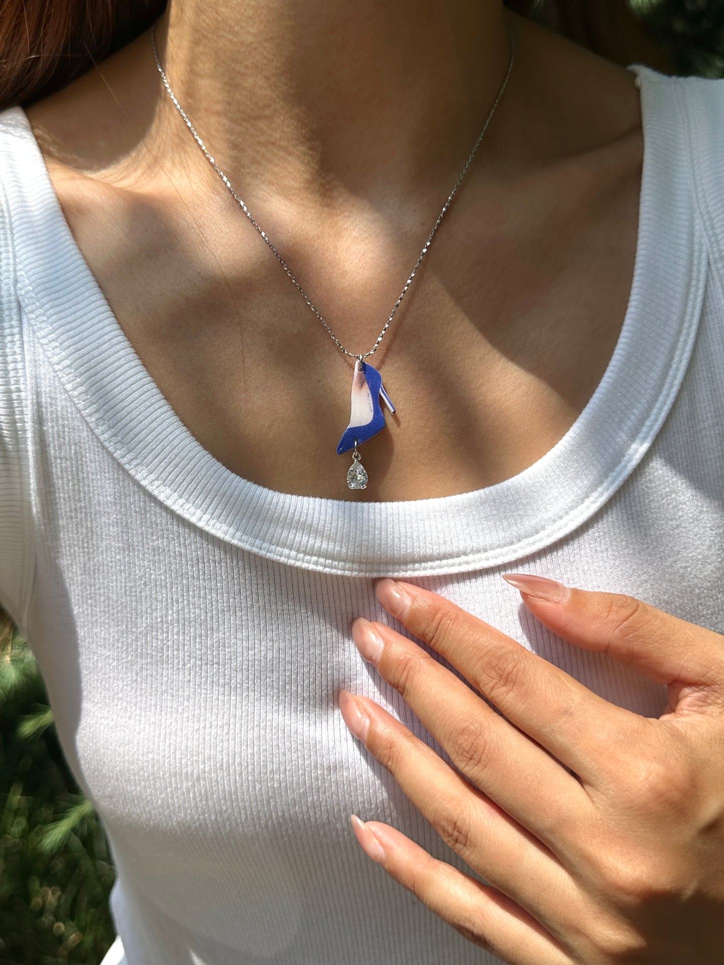 Blue High Heel Necklace