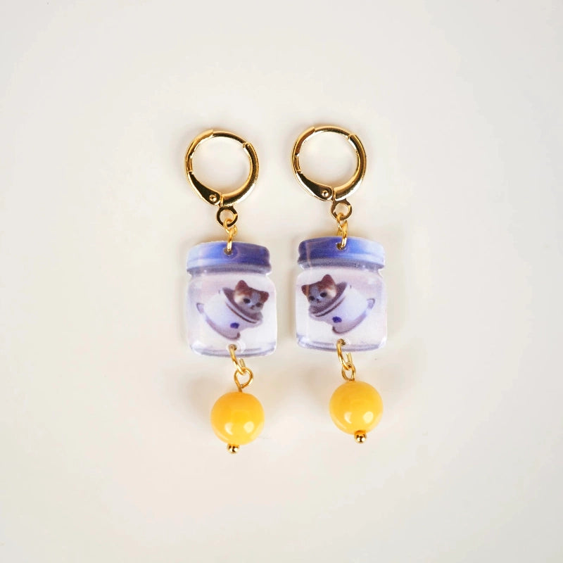 Bottle Cat Earrings