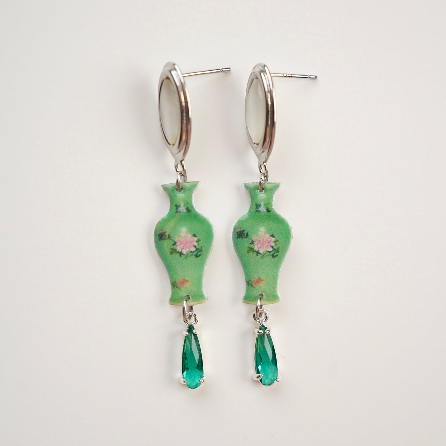 Green Porcelain Vase Earrings
