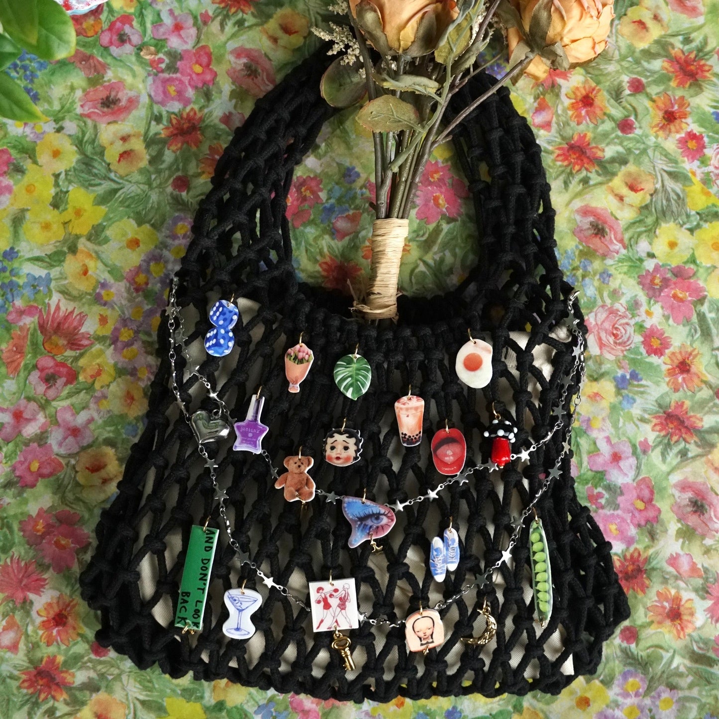 Handcrafted Collage Charm Bag