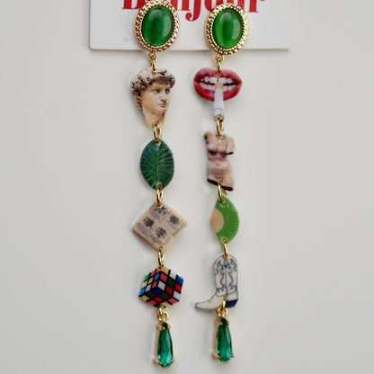 Lips & Sculpture Mixed Art Earrings