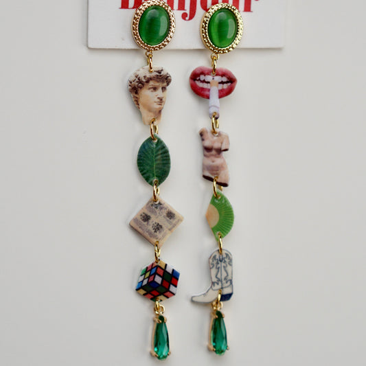 Lips & Sculpture Mixed Art Earrings