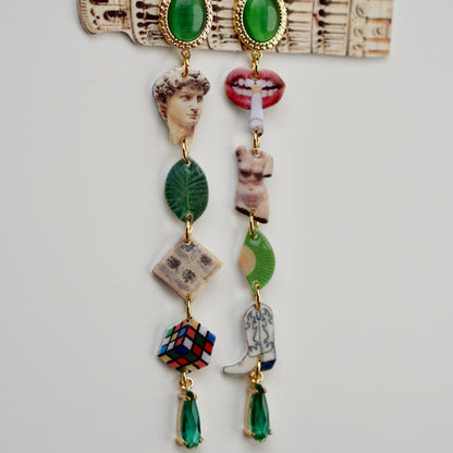 Lips & Sculpture Mixed Art Earrings
