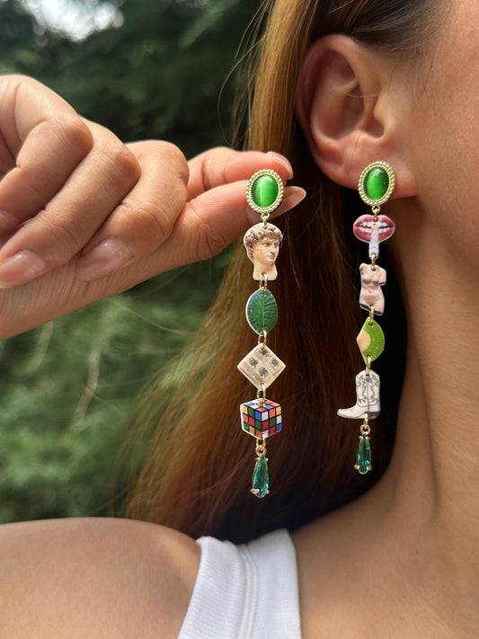 Lips & Sculpture Mixed Art Earrings