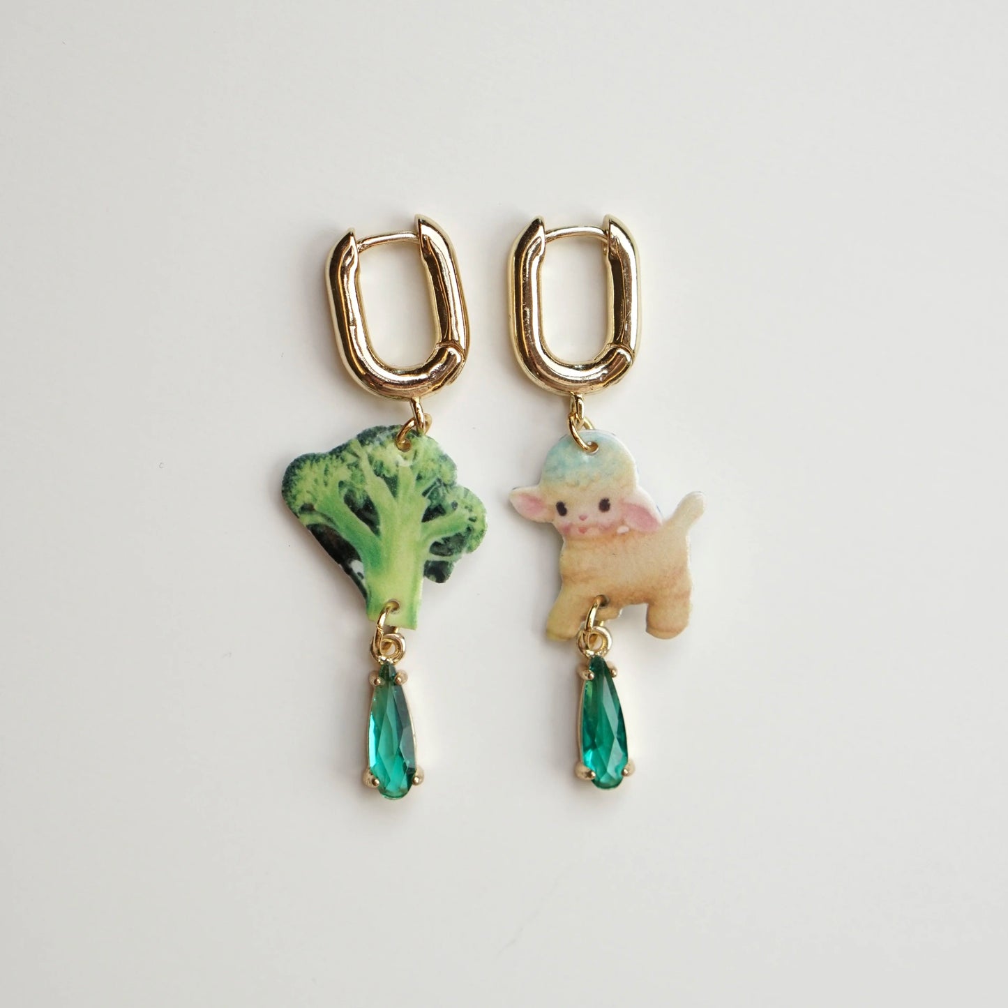 Sheep and Broccoli Earrings
