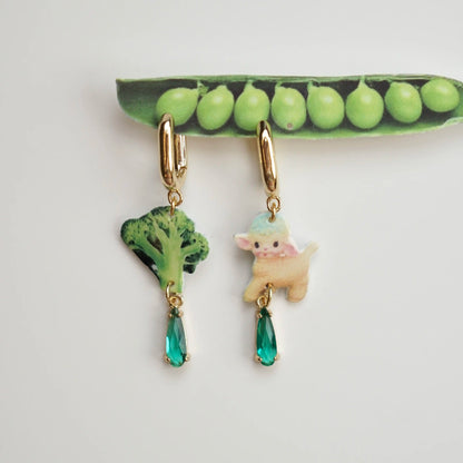 Sheep and Broccoli Earrings