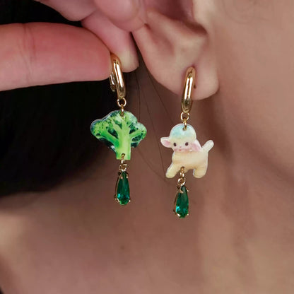 Sheep and Broccoli Earrings