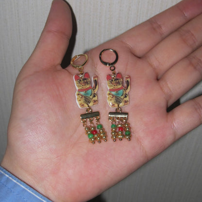 Whimsical Lucky Cat Earrings