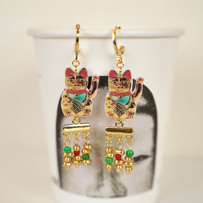 Whimsical Lucky Cat Earrings