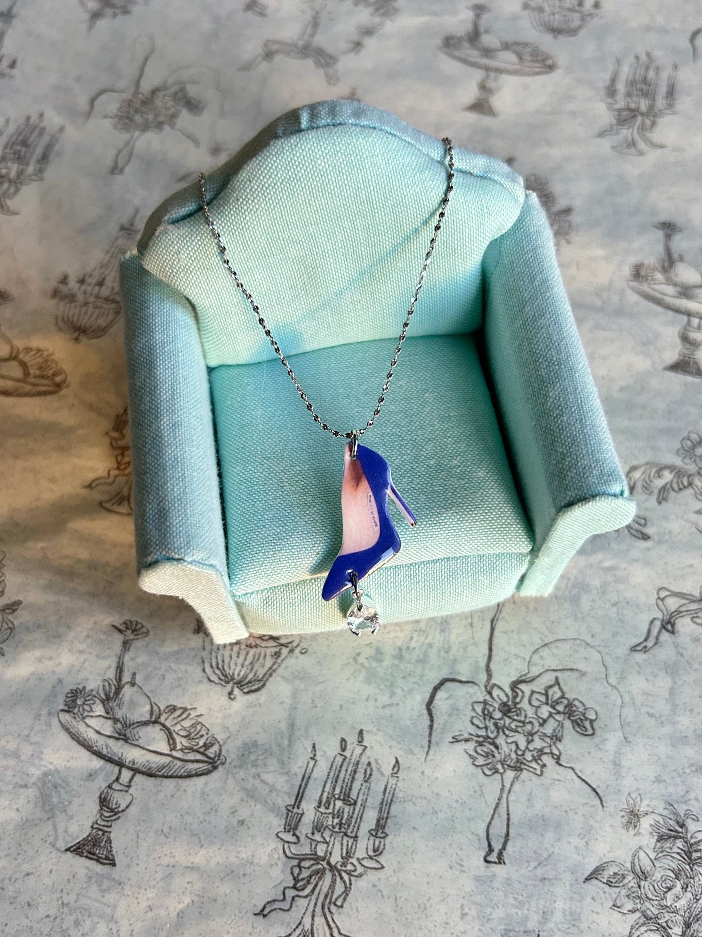 Blue High Heel Necklace