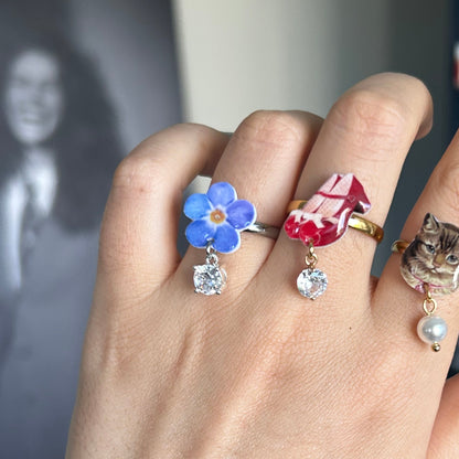 Blue flower Ring