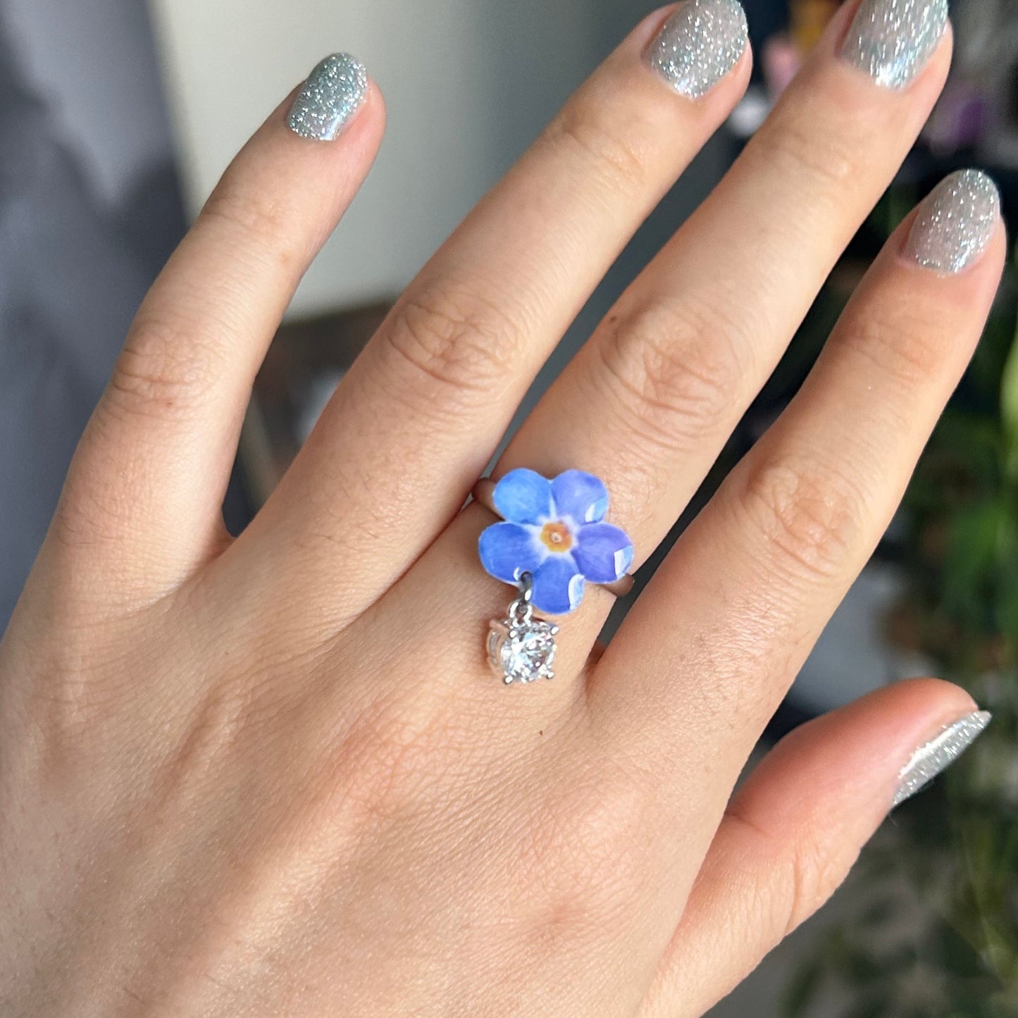 Blue flower Ring