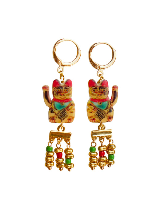 Whimsical Lucky Cat Earrings